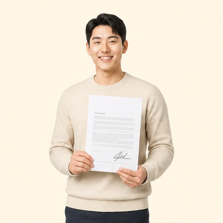 신용불량 소나타 장기렌트 서면 견적서를 들고 있는 고객